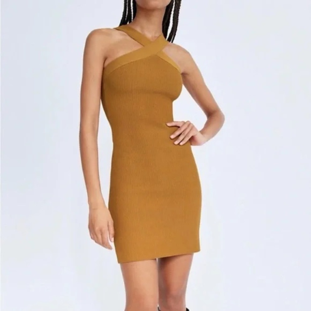 Babaton Aritzia Criss Cross Bodycon Ribbed Party Dress Small Nwot